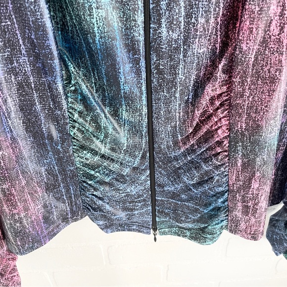 Joseph Ribkoff Cyber Ruched Jacket Liquid Metal Effect Sz L - Picture 4 of 13